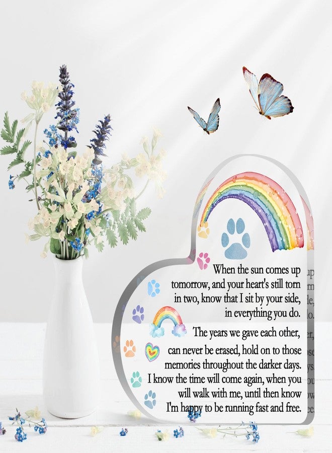 Toerifer Rainbow Bridge Pet Memorial Gifts, Dog Cat Passing Away Remembrance Keepsake for Desk Shelf, Loss Pet Gifts for Women Men, Loss of Dog Sympathy Condolences Acrylic Decorations - Image 4